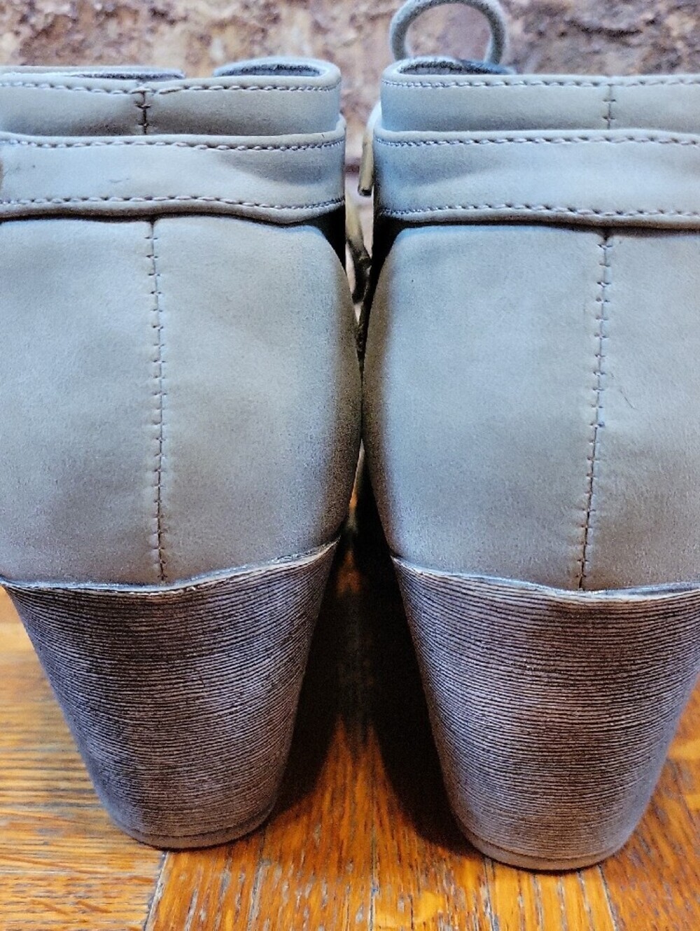 Rocket Dog Taupe Lace Up Ankle Booties Chunky Stacked Heel Size 11 - Picture 7 of 12
